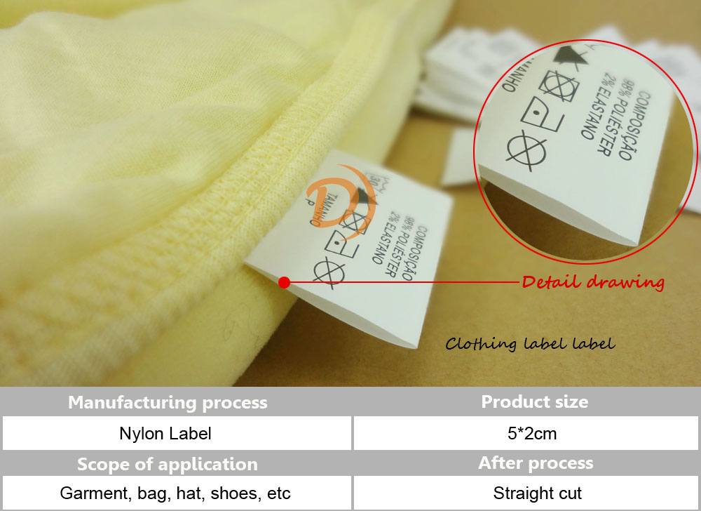 Pillow nylon wash label