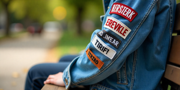 custom distressed denim badges