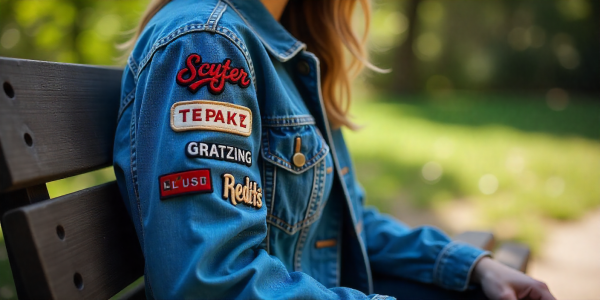 custom distressed denim badges