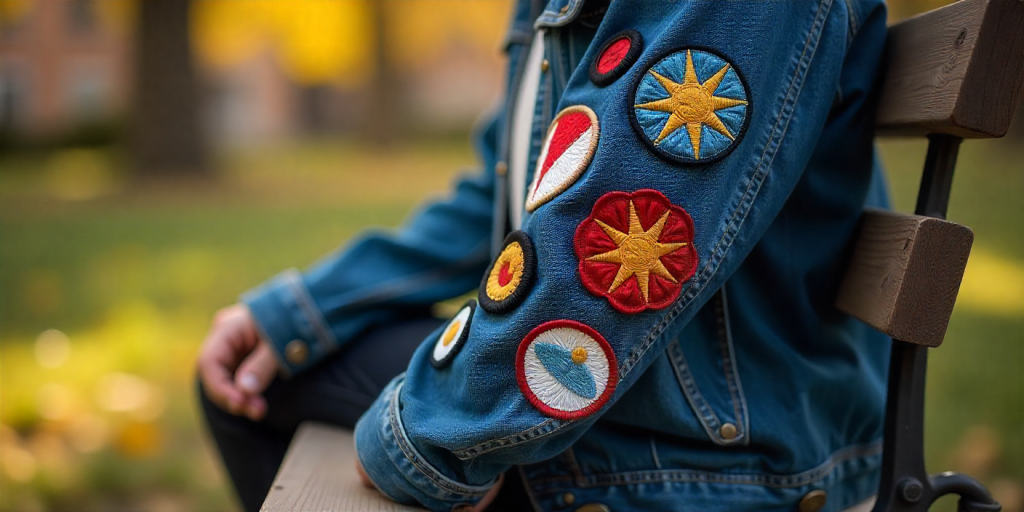 custom distressed denim badges