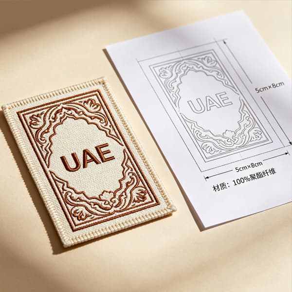 Custom embossed leather label for UAE jeans, jackets and fashion accessories