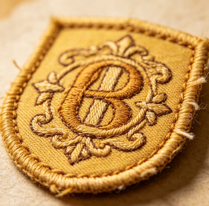 macro shot of high‑quality woven label embroidery texture for Australian apparel brands
