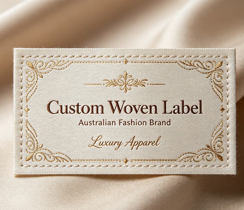 high‑quality custom woven tag for Australian fashion brands, luxury apparel customizable label
