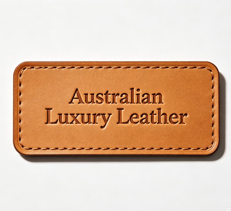 embossed custom leather label for Australian streetwear, jeans and jackets