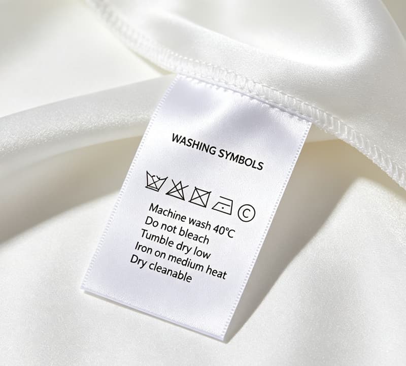 Australia‑compliant printed care washing label with standard care symbols for Australian garments