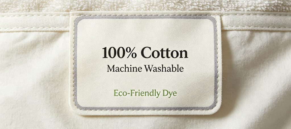 Close-up of satin, cotton, and nylon washing label textures