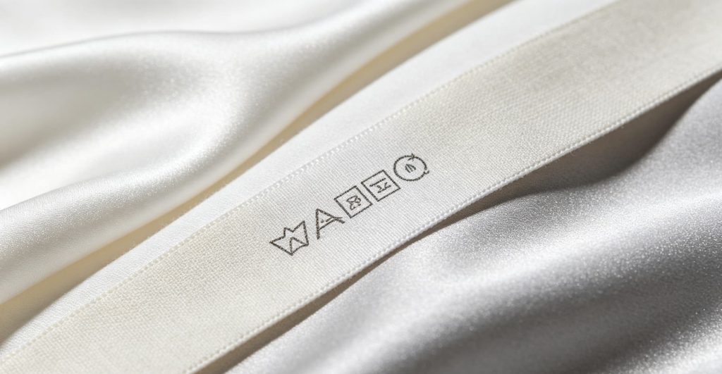 Care symbols on custom labels for apparel