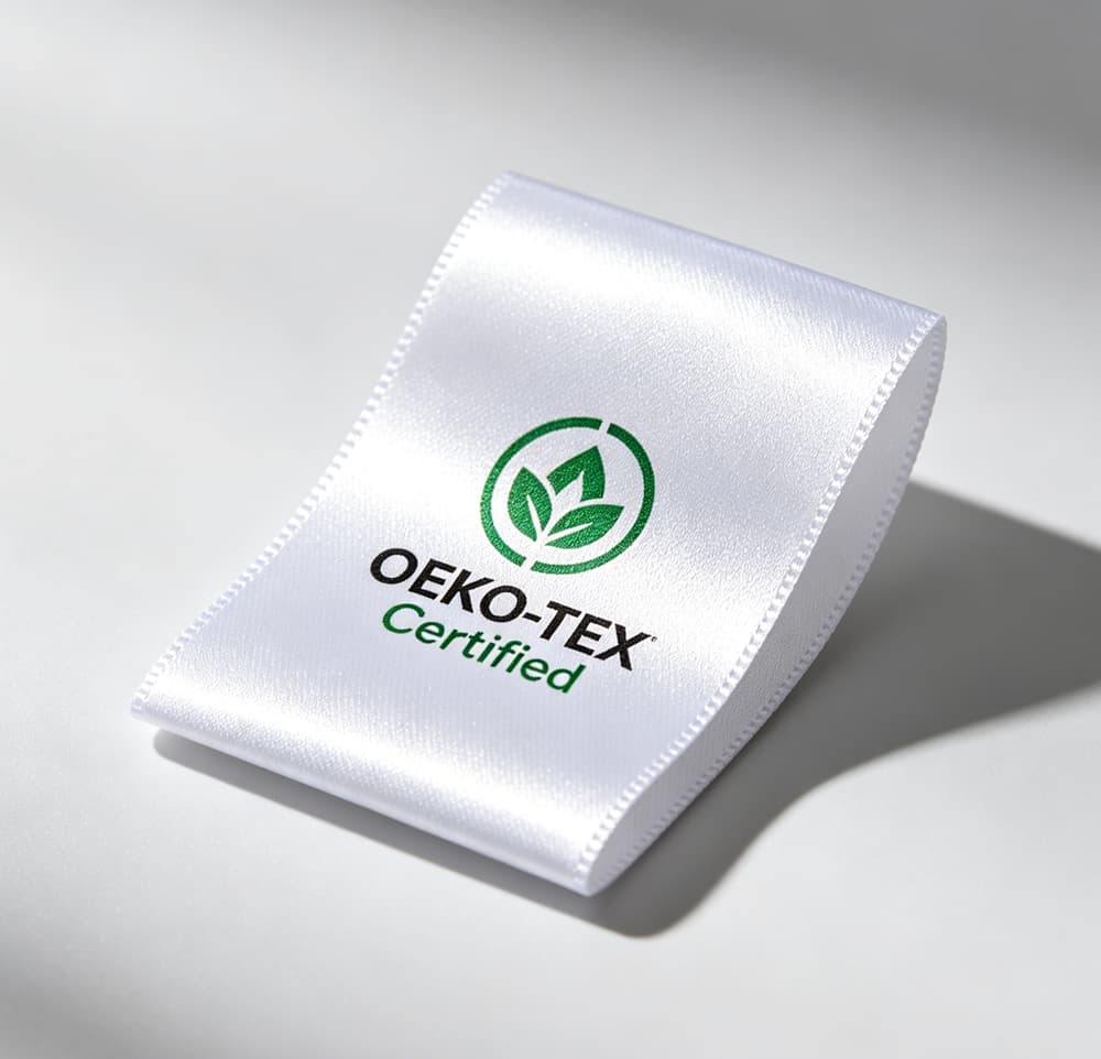 OEKO‑TEX eco-friendly azo free polyester care labels for organic and baby clothes manufacturing